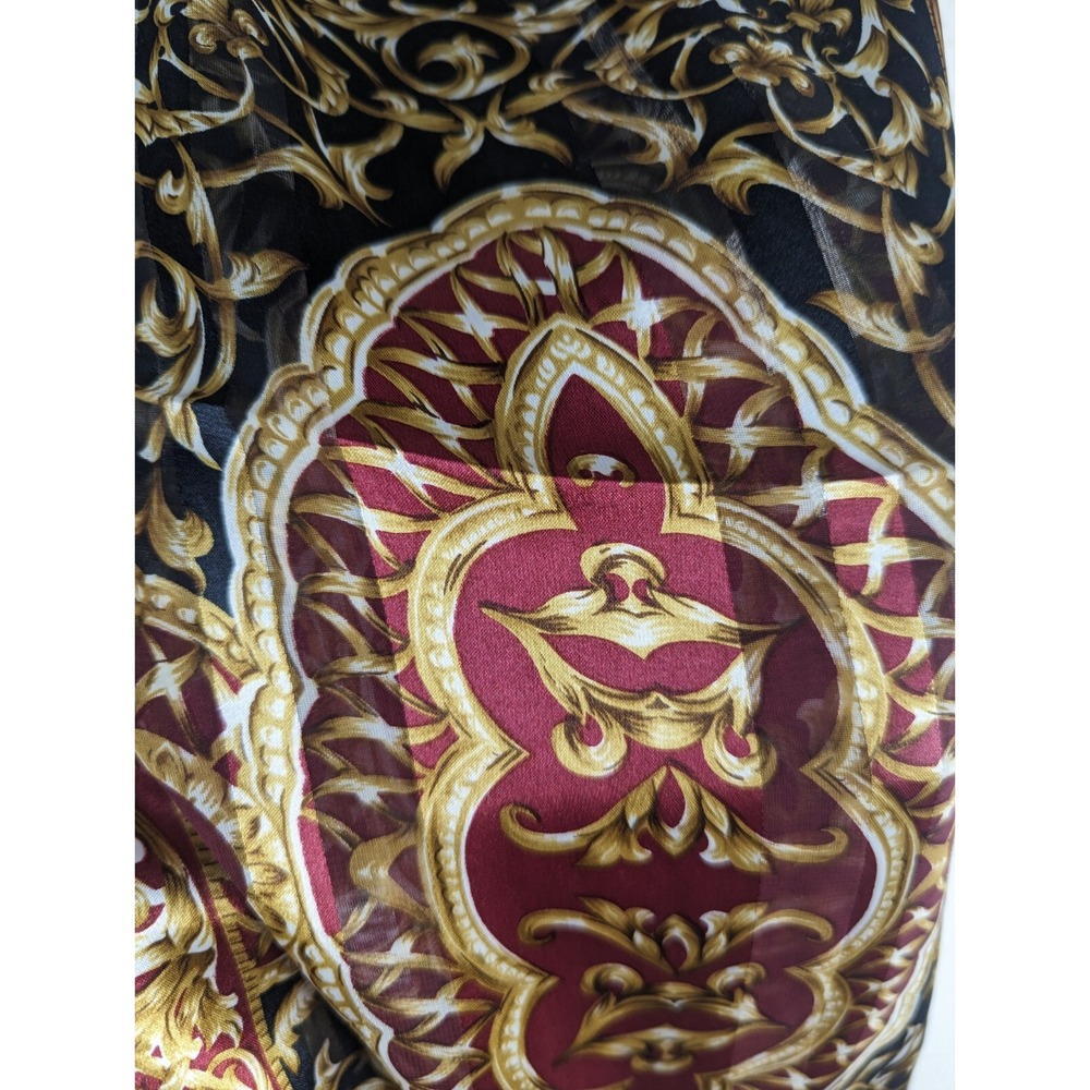 Vintage Elaine Gold‎ Rectangle  SCARF 52" X 11' Red And Gold Classic Polyester - Picture 2 of 4